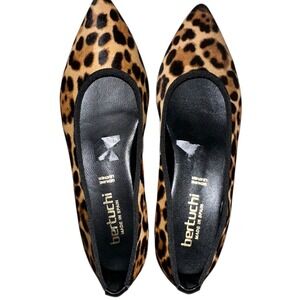 Bertuchi Leopard Calf Hair Flats Pointed Toe Spain Leather Womens 9